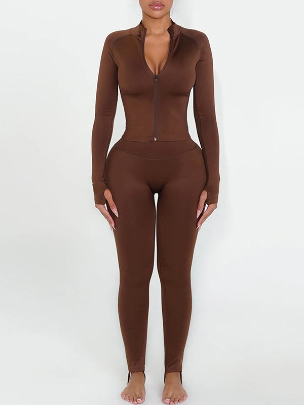 Solid Zip Top & Pants Set