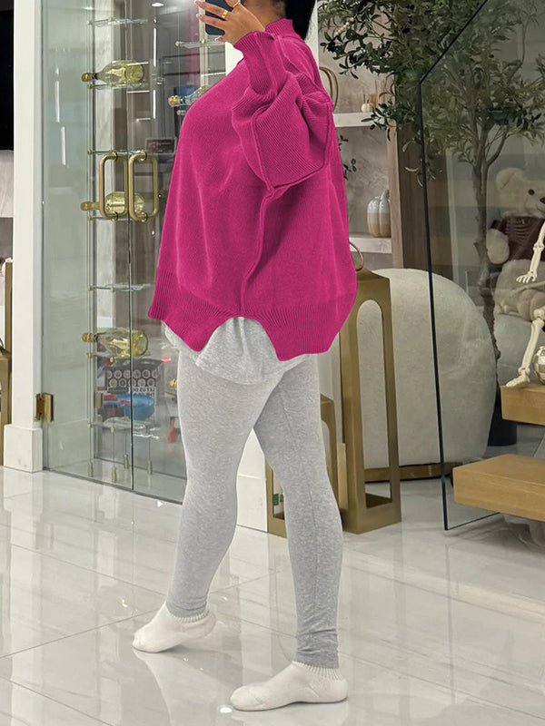 Turtleneck Side-Slit Sweater