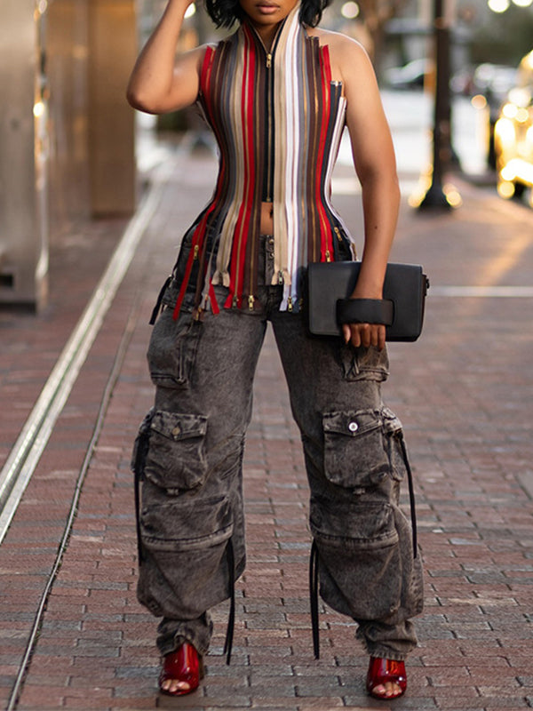 Zip Combo Halter Top