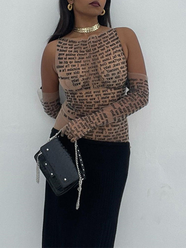 Letter Print Sheer Tee