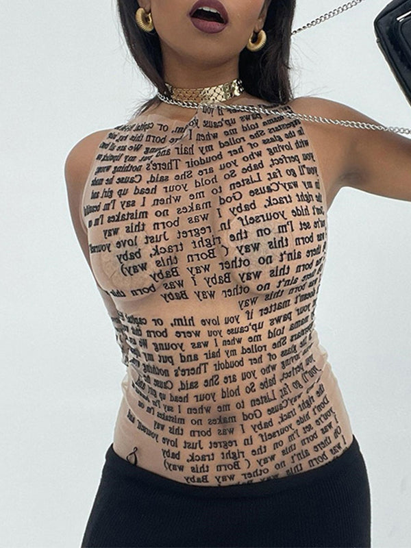 Letter Print Sheer Tee