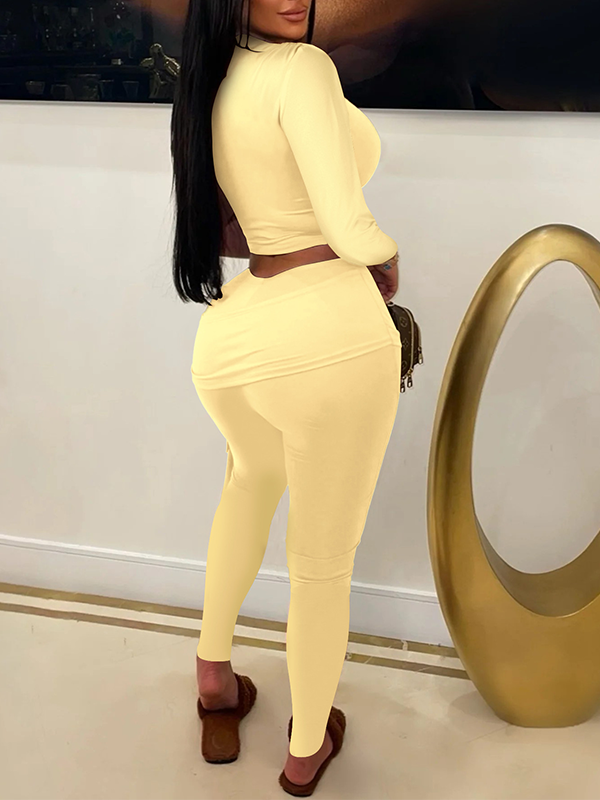 Solid Boat-Neck Top & Tied Pants Set