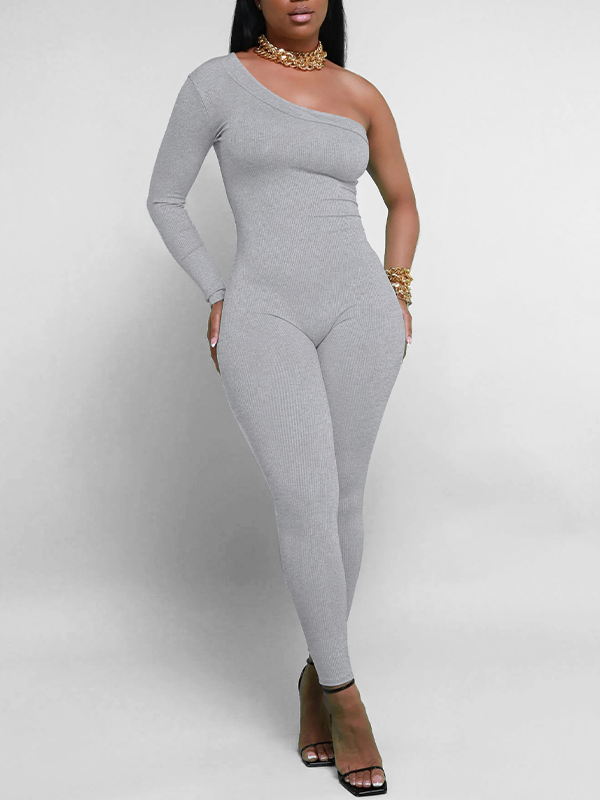 One-Shoulder Skinny Jumpsuit