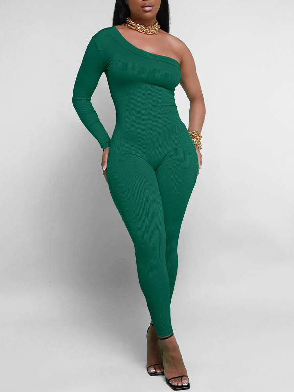 One-Shoulder Skinny Jumpsuit