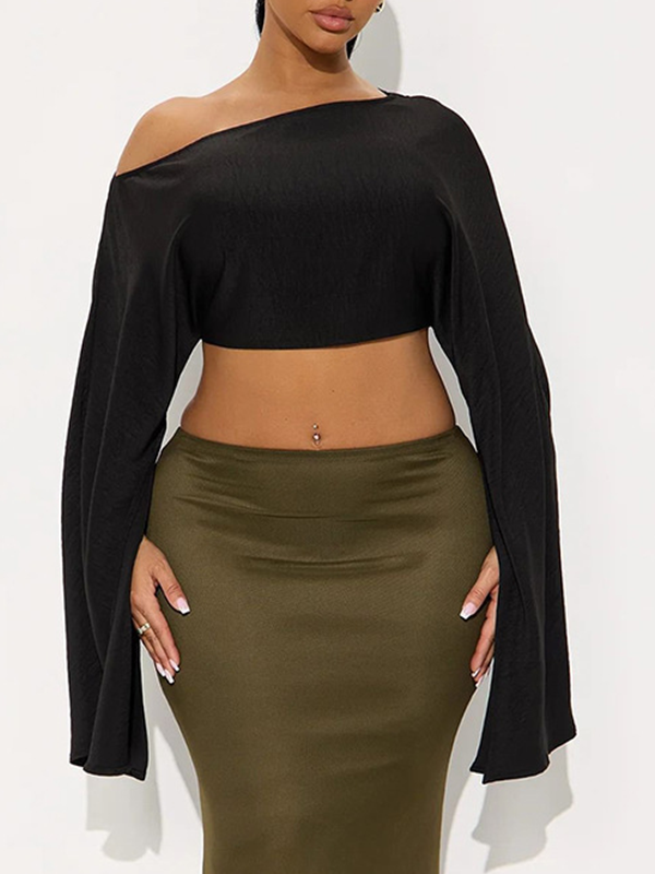 Solid Boat-Neck Cape Top