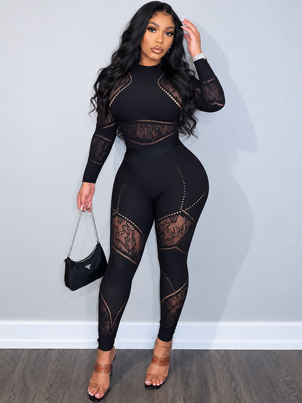 Lace Combo Skinny Jumpsuit