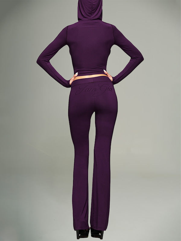 Logo Zip-Front Hoodie & Flared Pants Set