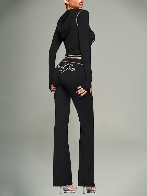 Logo Zip-Front Hoodie & Flared Pants Set
