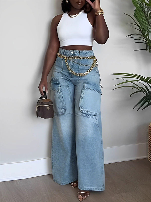 Wide-Leg Cargo Jeans