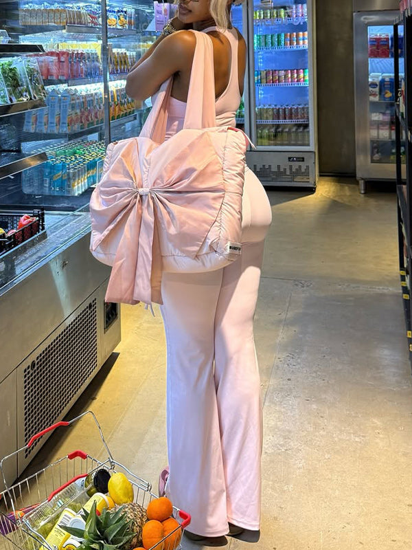 Solid Tank Top & Flared Pants Set