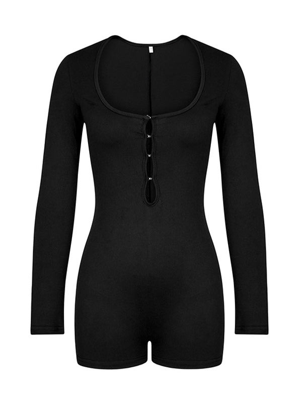 Button-Front Skinny Romper