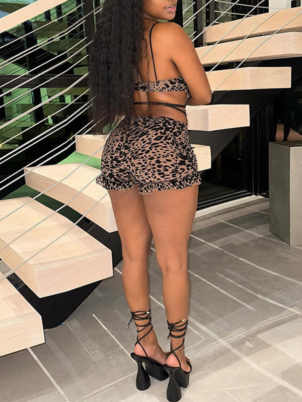 Leopard Lace-Up Romper