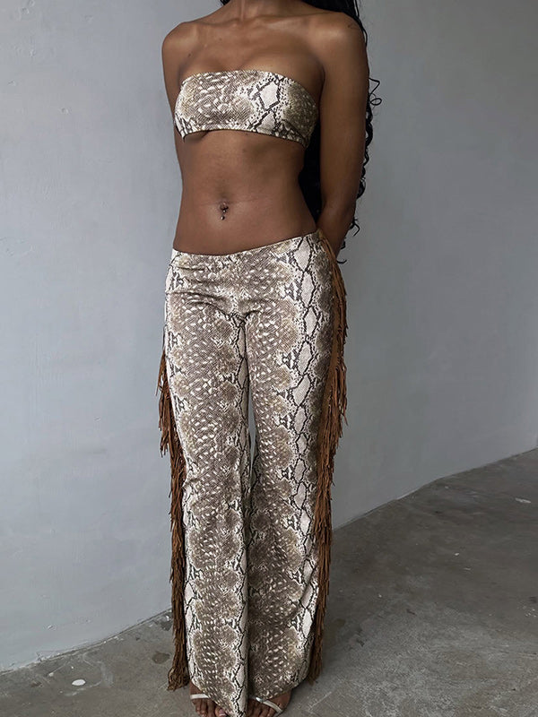 Bandeau Top & Fringe Pants Set