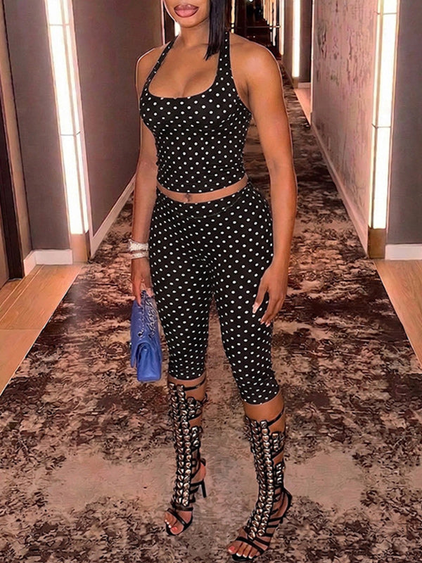 Motionkiller Dot Halter Top & Capri Pants Set
