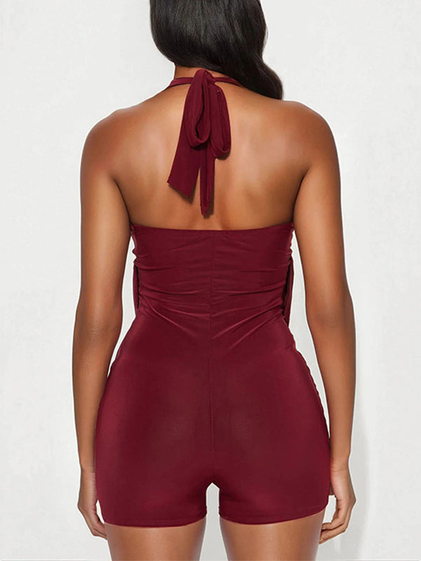 Cowl-Neck Halter Romper
