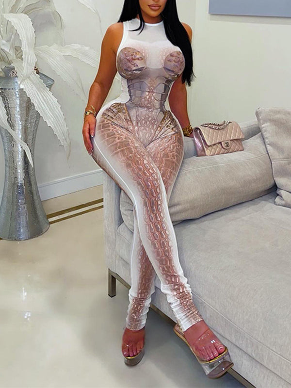 Printed Sleeveless Jumpsuit