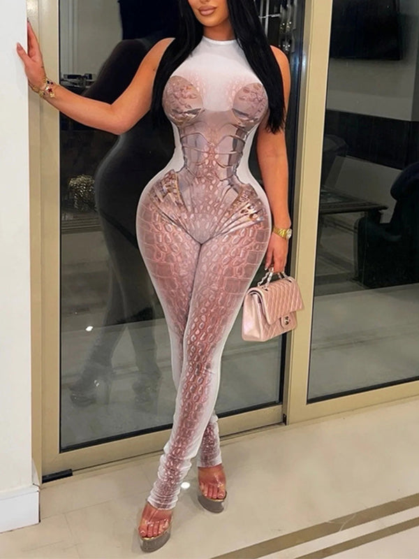 Printed Sleeveless Jumpsuit