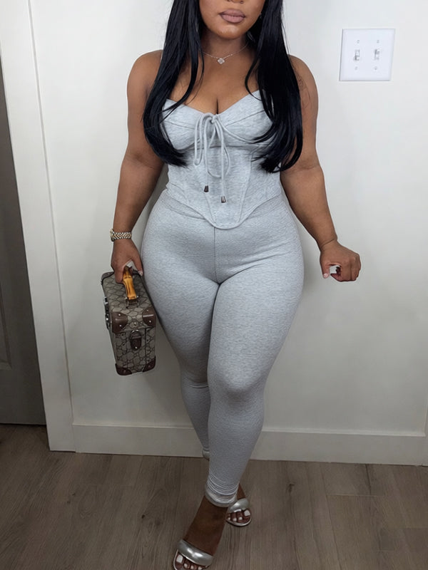 Solid Cami Top & Skinny Pants Set