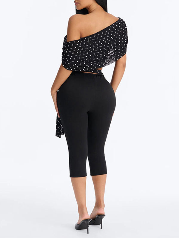 Dot Tied Top & Capri Pants Set