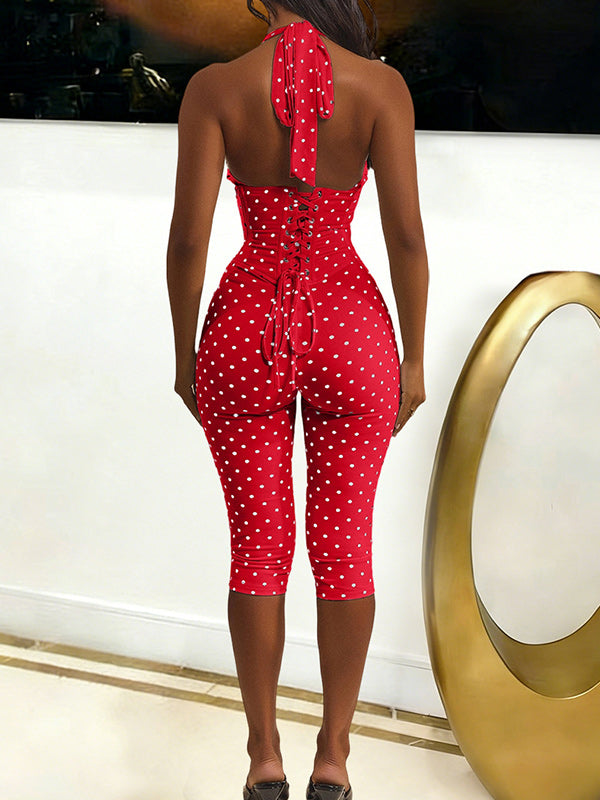 Motionkiller Dot Halter Capri Jumpsuit