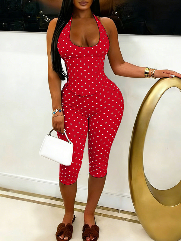 Motionkiller Dot Halter Capri Jumpsuit