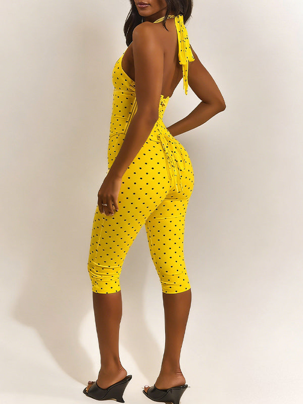 Motionkiller Dot Halter Capri Jumpsuit