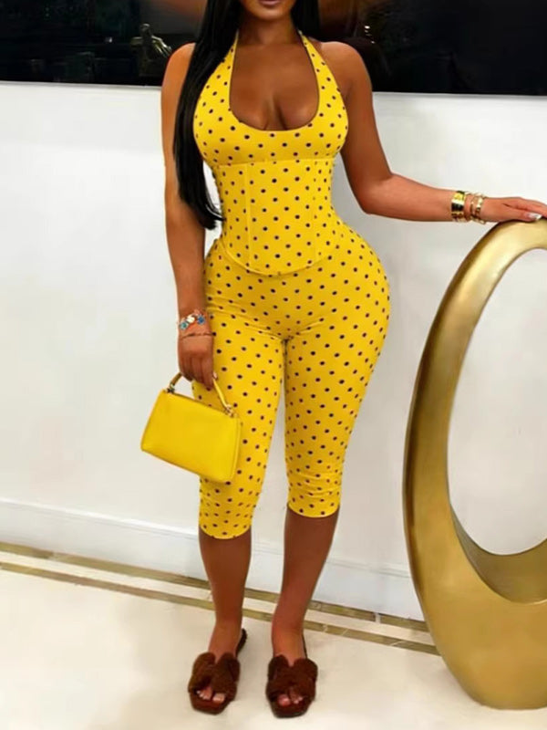 Motionkiller Dot Halter Capri Jumpsuit