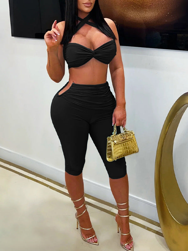 Motionkiller Halter Bandeau Top & Capri Pants Set