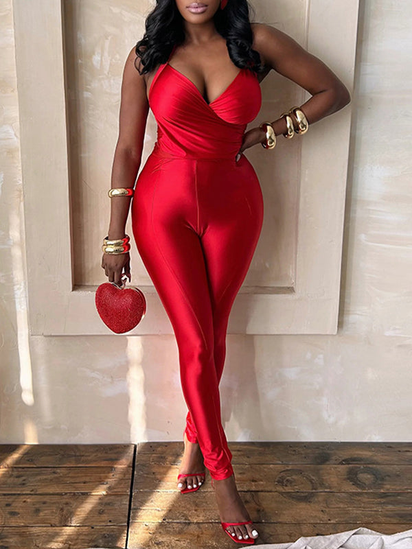 Solid Halter Top & Pants Set