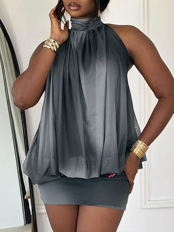 Ombre Halter Top & Skirt Set