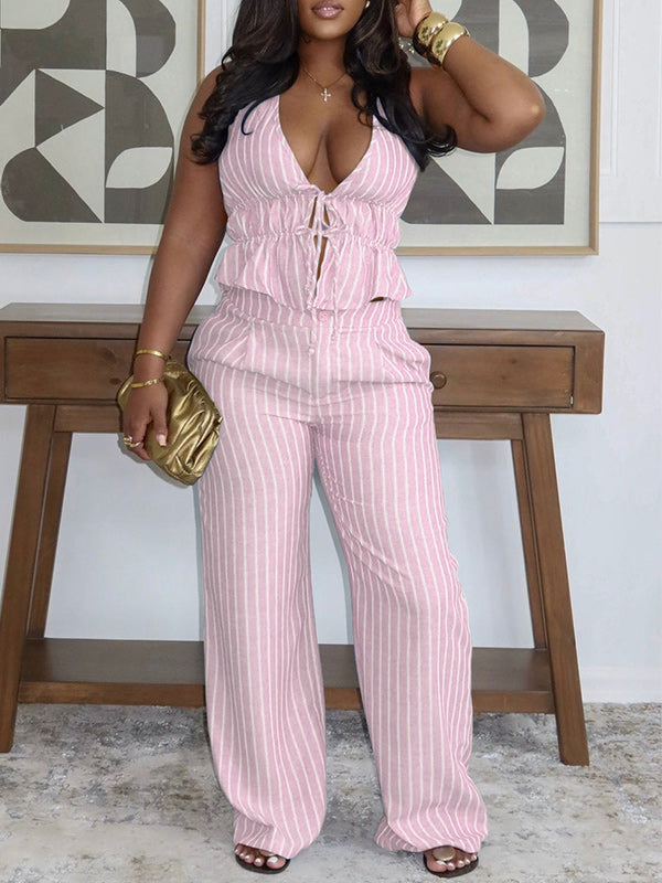 Motionkiller Stripe Halter Top & Pants Set