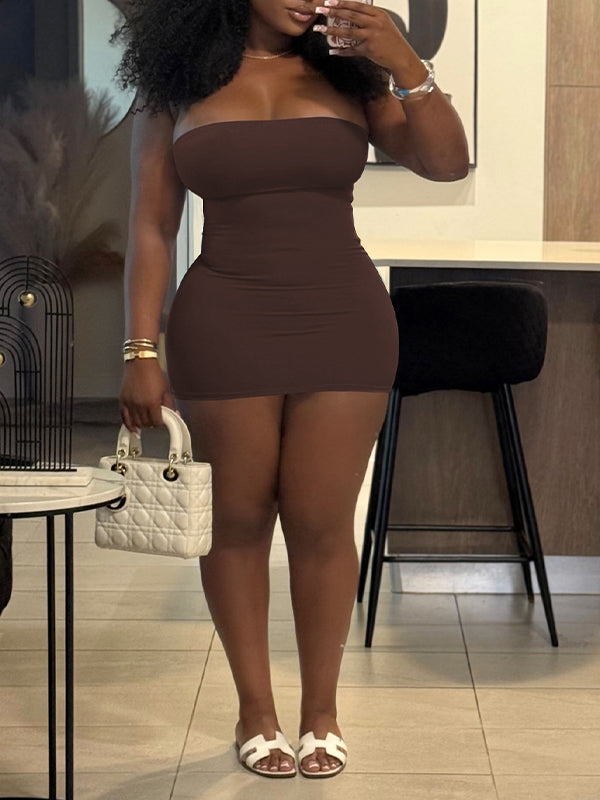 Solid Bodycon Tube Dress