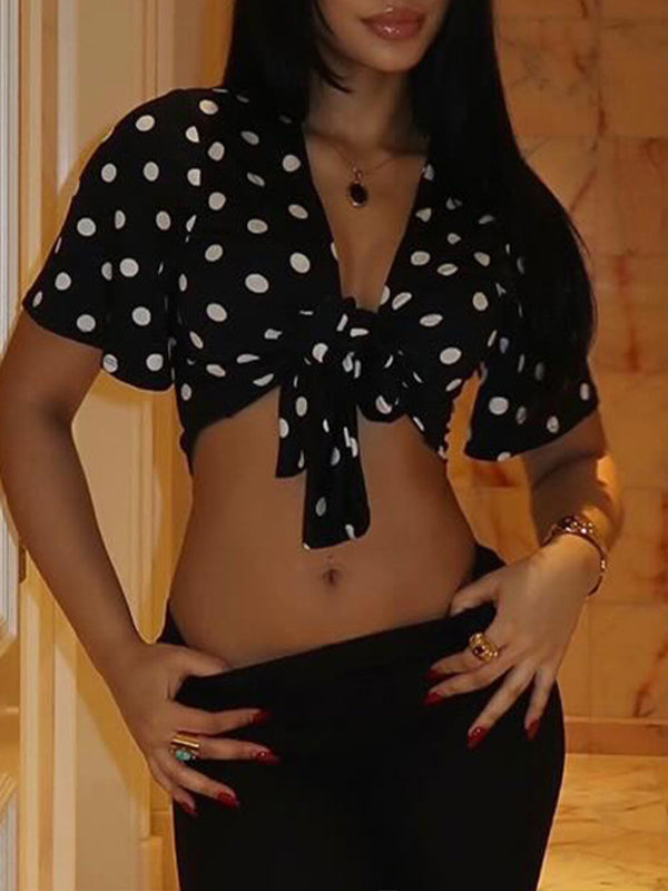 Dot Tied Crop Top
