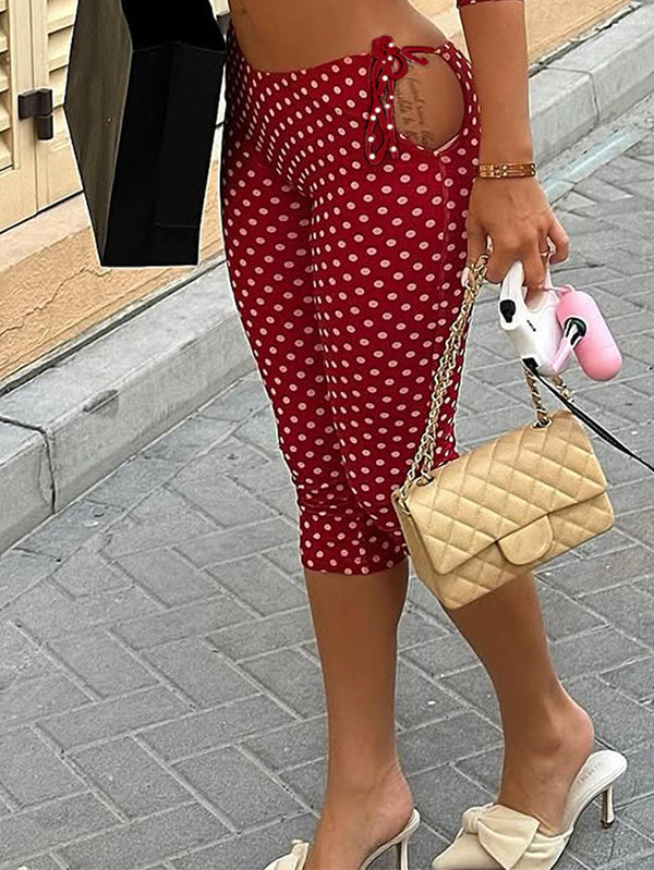 Dot Tied Capri Pants