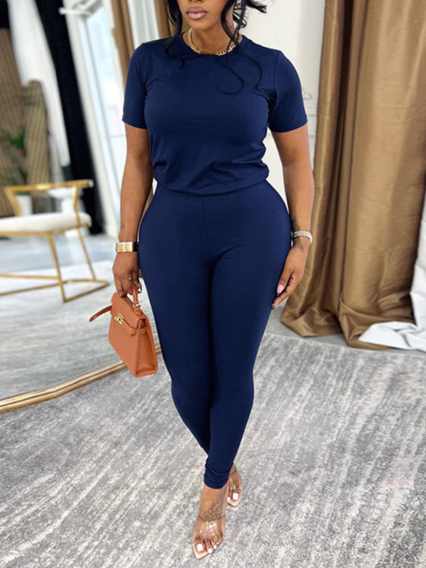 Solid Tee & Pants Set