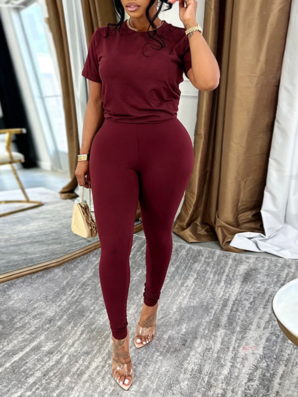 Solid Tee & Pants Set