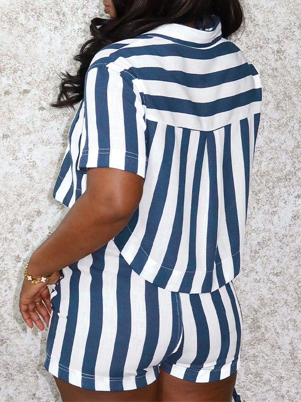 Stripe Shirt & Shorts Set
