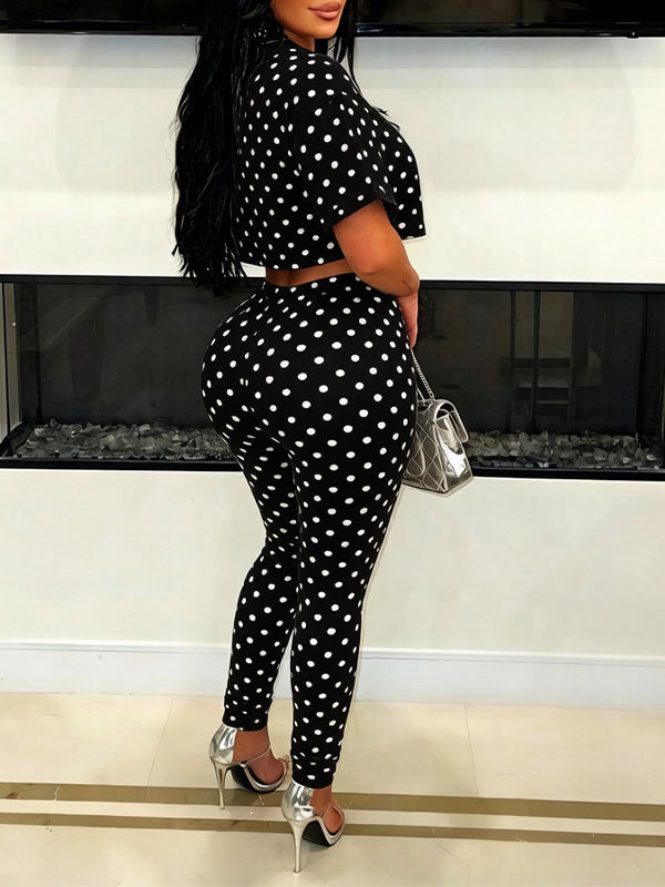 Dot Cutout Tee & Pants Set