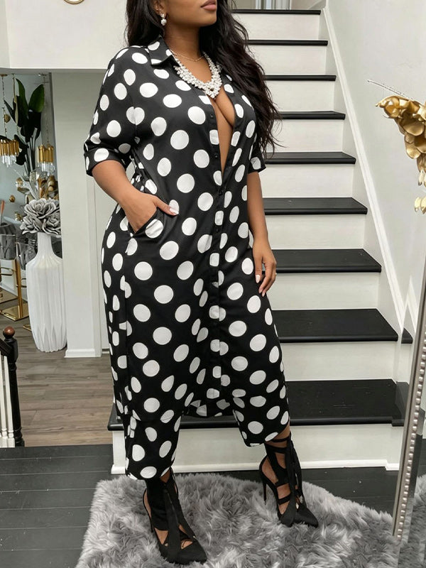 Printed Button-Front Harem Jumpsuit