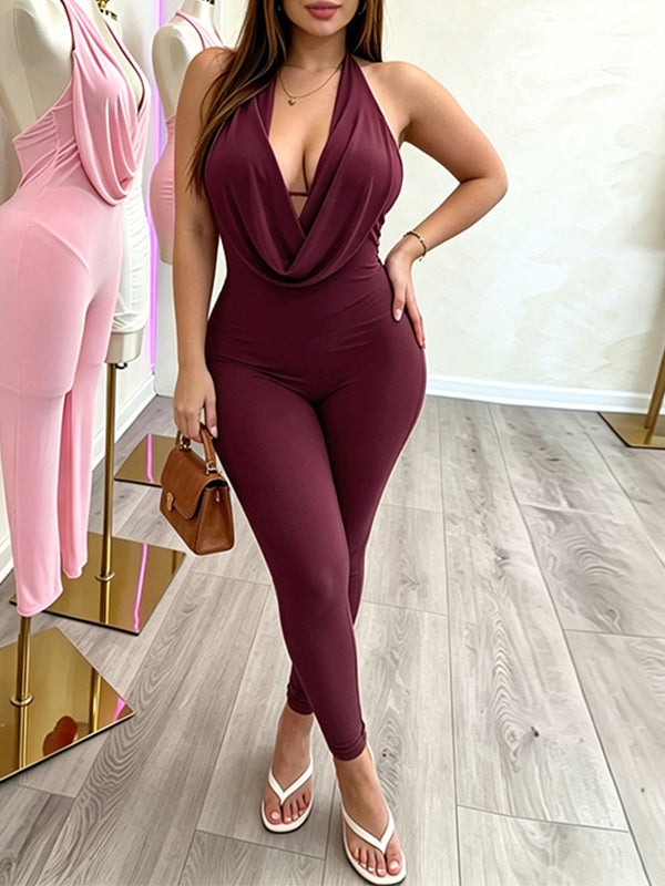 Cowl-Neck Halter Jumpsuit