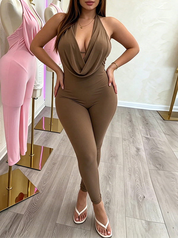 Cowl-Neck Halter Jumpsuit