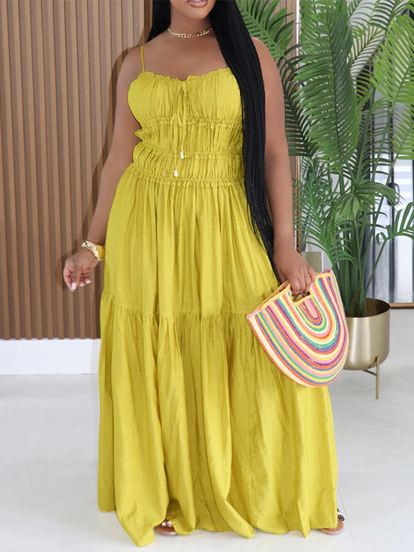 Solid Ruched Cami Dress
