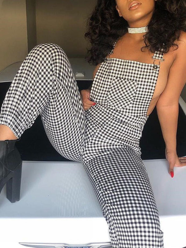Vichy Plaid Sleeveless Jumpsuit