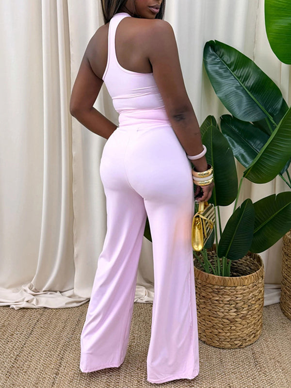 Solid Halter Top & Pants Set