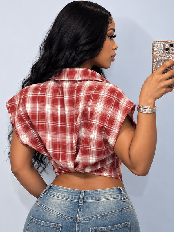 Plaid V-Neck Shirt