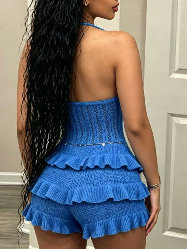 Crochet Ruffle Halter Romper