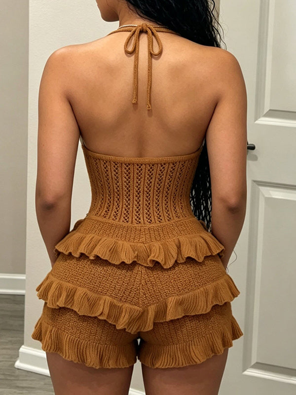 Crochet Ruffle Halter Romper