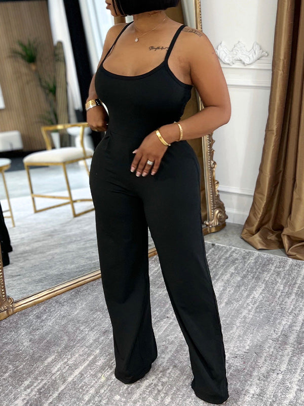 Solid Tie-Back Cami Jumpsuit