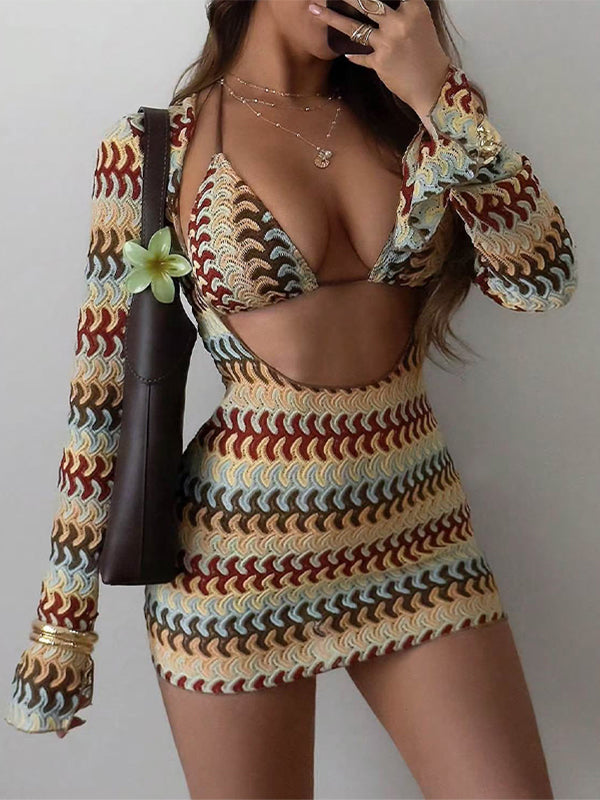 Printed Bikini Top & Dress Set