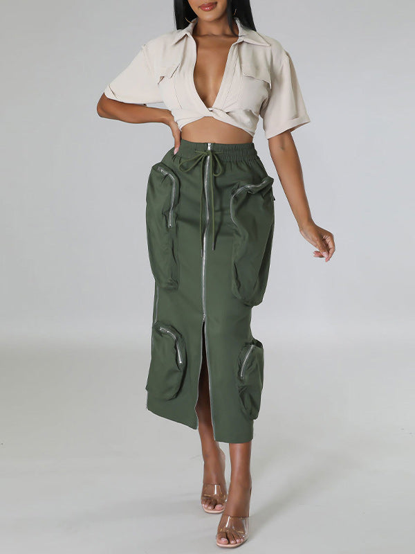Solid Twisted Cargo Shirt